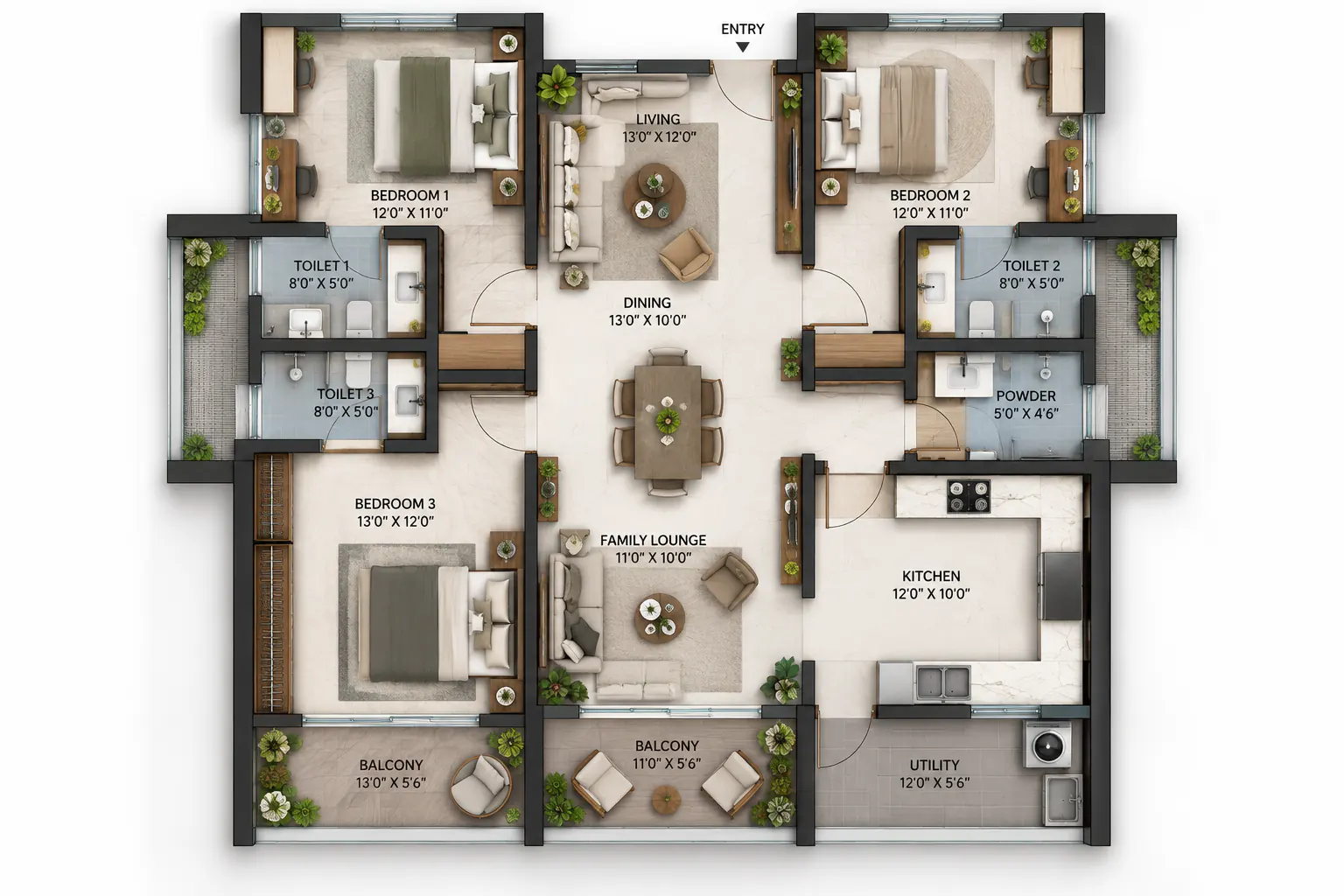 Srijan Orizon 3 BHK Unit Layout